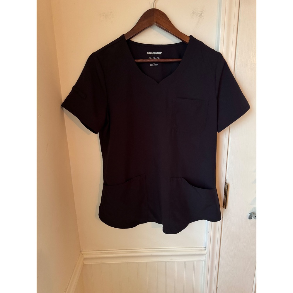 Scrubstar Premium Scrubwear Black V-Neck Scrub Top WM03T918 Womens Small